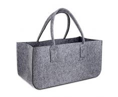 Schramm®1 oder 2 Stück Filztasche Tasche aus Filz in dunkelgrau 50x25x25 cm Kaminholztasche Holzkorb Einkaufstasche Filzkorb Zeitungskorb Shopper Taschen Filztaschen 1 oder 2 Stück, Anzahl:2