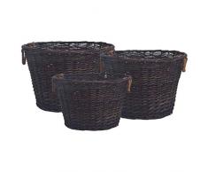 vidaXL Brennholzkorb Set 3-TLG. Stapelbar Kaminholzkorb Feuerholzkorb Stapelkorb Kartoffelkorb Weidenkorb Erntekorb Obstkorb Füllkorb Dunkelbraun Weide