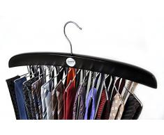 SUNNY SUNDAY ® Krawattenhalter Krawattenbügel - Premium Aufbewahrung für 24 Krawatten, Gürtel, Schals - FSC ® Holz schwarz