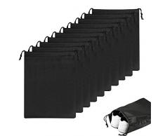 Funmo Schuhbeutel 10 Stück,Wasserabweisend Schuhtasche mit Beide Seiten Zugband Staubdicht Atmungsaktiv Aufbewahrungsbeutel für Aufbewahrung und Transport Zuhause Reisen Camping 45x34cm Schwarz