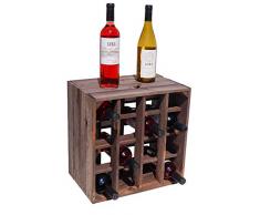 Kistenkolli Altes Land Weinregal 16er weiß/Natur/geflammt Maße 40x40x27cm Regalkiste Flaschenablage Weinregal Apfelkiste/Weinkiste (dunkel)