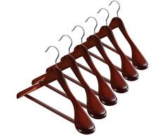 ZOBER Hochwertige Lotus Holzbügel - 6 Stück - extra breiter Schulter Holz Kleiderbügel mit Glatter Oberfläche, 360 Grad drehbarem Haken, Hosensteg, für Mäntel, Jacken, Hosen und Kleider