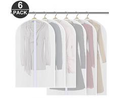 Mopoin [6 Stück] Kleidersack 120 x 60 cm + 100 x 60 cm Kleidersäcke, Hochwertiger Anzugsack / Kleiderhülle aus atmungsaktivem Material - Erstklassiger Schutz Aufbewahrung für Anzüge und Kleider