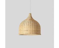 fuchangsi cm Rattankörbe Sonnenschirm mit Deckenleuchter Altholz antiken Bauernhaus Wohnzimmer leuchtet Restaurant Hängelampe (E27 * 1),Yellow