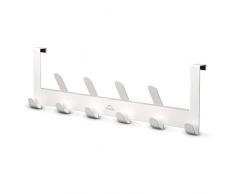 MDCASA Türgarderobe weiß lang mit 10 Haken - Bis 2cm Türfalz - Hakenleiste Tür - Handtuchhalter Bad - Türhakenleiste für die Vorderseite, 520 x 150 x 55mm