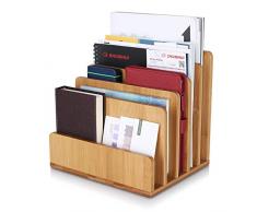 Homfa Bambus Briefablage Schreibtisch a4 Dokumentenhalter Dokumentenablage Papierablage Zeitschriftenständer Ablagefächer Prospekthalter Ablagesystem 5 Fächer 24,5x20,5x23CM(BxTxH)