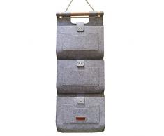 QueHouse Wandorganizer Hängeaufbewahrung Wandaufbewahrung aus Filz – Türorganizer Wandschrank für Schreibwaren Türhalterung Wanddeko Stoffregal Magazinboard (Normal, Hellgrau)