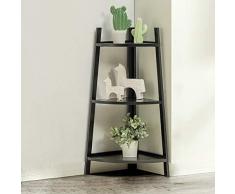 PPOSH schlichtes Regal aus Massivholz, mehrlagig, Ablage, Zeitschriftenablage, 50 x 85 cm schwarz