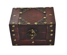 EAST-WEST Trading GmbH Piratenschatztruhe, eckig aus Holz, kleine Schatztruhe, Piratentruhe, Schmuckkästchen - auch für Geldgeschenke UVM.