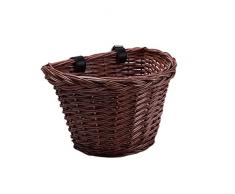 ZME Fahrrad Weidenkorb Vorne Lenkerkorb, Fahrradkorb aus Hochwertigem Polyrattan, Wasserdichtigkeit, Umweltfreundlicher Abnehmbar Korb Wicker Woven Basket (C)