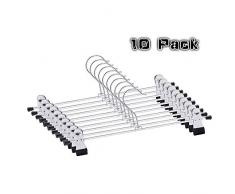 Metall Hosenbügel Kleiderbügel für Hosen Socken Röcke,delstahl Platzsparend Hosenbügel Kleiderbügel,-Multifunktions-Hosenständer aus Metall (10 Pack)