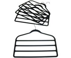 H & L Russel Ltd Raumspar-Kleiderbügel mit Stegen, Samt, 4 Stück, schwarz