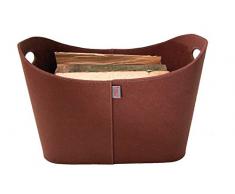 Haco Wohndesign - das Original! Großer Filzkorb XL Tirol - Kaminkorb, Feuerholzkorb, Spielzeugkorb oder als Zeitungskorb - 58 x 40 x 36 cm - mit Griff. Schön & nützlich. (braun)