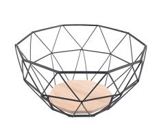 Chefarone Obstschale Metall - dekorativer Obstkorb Vintage Schwarz - Obst Aufbewahrung für mehr Vitamine in Ihrem Alltag - Skandinavische Deko Korb (26x26x12cm)