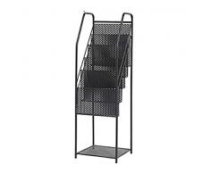 TINE Prospektständer Zeitschriftenständer Magazinständer Bücherregal Mit 5 Schichten Bodenprospektständer Prospekthalter A4 Metall Lagerbehälter für Badezimmer Büro, Weiß/Grau/Schwarz,Black