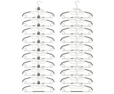 EYEPOWER 20 Anti Rutsch Kleiderbügel 10 Haken-Organizer Gummierte Raumspar-Bügel Platzsparende Kunststoff Bügel Weiß