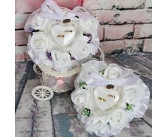 Lamdoo Ring Box Blätter Flower Kissen Dekoration Hochzeit Schmuck Geschenke Romantische, Nylon, grün, 15x15x9cm(5.91x5.91x3.54in)
