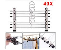 AllRight 40Stk. Hosenbügel Hosenspanner Metall Kleiderbügel verstellbar 30x11cm