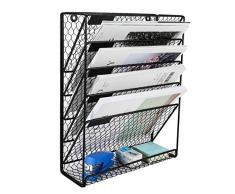 PAG Hängeregistratur-Organizer aus Metall mit Hühnerdraht zur Wandmontage, Zeitschriftenständer, 6 Etagen schwarz