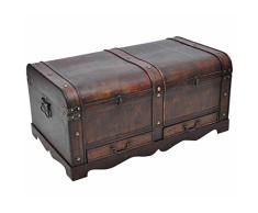 Festnight Holztruhe Truhentisch Couchtisch mit 2 Schubladen 90 x 50 x 42 cm