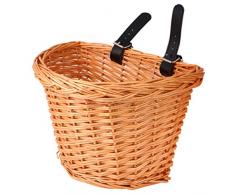 CLISPEED Gewebter Fahrradkorb mit Griff Rattan Gewebte PU-Lederriemen Fahrrad Vorne Lenker Schnalle Korb Rattan Körbe für Fahrradzubehör Klein