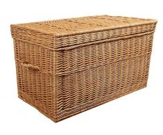 Truhe aus Weide braun | Länge: 90 cm/mit Griffen 100 cm, Breite: 54 cm, Höhe: 50 cm | Korbtruhe Truhe Weidenkorb Weidentruhe Spielzeugbox Koffer Rattan Wäschetruhe Wäschekorb Geflecht Design (90)