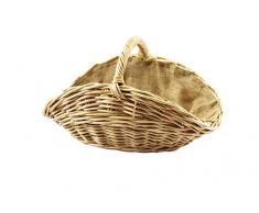 Kaminholzkorb Universalkorb Kaminkorb Rattankorb Holzkorb Holztrage oval Kubu Natural aus Rattan mit Henkel und herausnehmbarer Jute ausgeschlagen