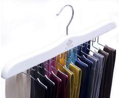 MATAYA Krawattenhalter - Weiß Krawattenbügel aus Holz - Premium Kleiderschrank Kleiderbügel Aufbewahrung für 24 Krawatten (Weiß)