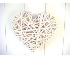 Herz Rattan Korb Türkranz Deko Gesteck Fensterdeko zum Hängen weiß shabby ca.30cm