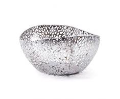DEKO SCHALE PLATA | Metall, antik-silber, 36 cm, organische Form | Obstkorb, Korb