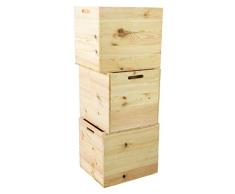 3er Set Holzkiste Aufbewahrungskiste Schubladenbox passend für alle Kallaxregale und Expidit Regale Kallaxysteme Weinkiste Obstkiste Regalkiste Maße 33x37,5x32,5cm Kallax boxen Einsatz (3er set Natur)