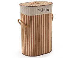 SSITG Wäschekorb Bambus Wäschesammler Wäschetruhe Wäschebox 70L Wäschetonne Box