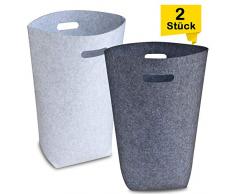 GIANOLUC 2 Stück Wäschesammler Filz, Filz Korb mit Ergonomischen Griffen, Faltbarer Korb, 80L Groß Wäschetonne Korb