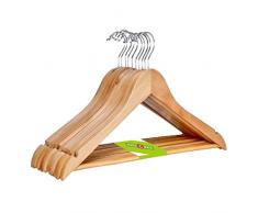 1-200 (10) Stück DIES&DAS qualitativ hochwertiger Designer Kleiderbügel aus Holz mit Hosensteg 360 Grad drehbarem Harken Hosenstange und Rockaufhängekerben Garderobenbügel Holzbügel Hosenbügel Hosenhalter in einem sehr schönen Design