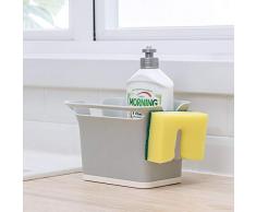 Qisiewell Spulbecken Organizer Grau fur das Spulbecken Caddy Ordnungshelfer Kuchenutensilienhalter ABS Plastik 17.6x14.5x12.8 cm