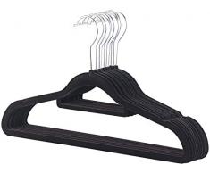 PEARL Raumsparkleiderbügel: 10er-Set extraflache Raumspar-Kleiderbügel mit Kleinteilsteg, 4 mm (Kleiderbügel Raumsparbügel)