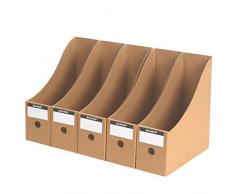 FOKOM 5er Set Faltbar A4 File Zeitschriftensammler Stehsammler Zeitschriftenbox Zeitschriften-Sammler Aufbewahrungsbox