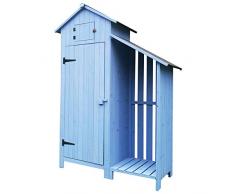 Outsunny Gartenhaus, 2-in-1, Gerätehaus mit Brennholzlagerraum, Geräteschuppen mit 3 Ablagen, Asphaltdach, Massivholz Natur 130 x 54,5 x 180 cm