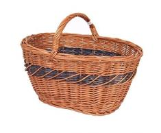 Spetebo Weidenkorb mit schwarzem Ring - Einkaufskorb Weide Flechtkorb Handkorb Tragekorb Korb