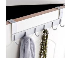 Anjuer Türhängeleiste, 6 Haken, Türgarderobe Aluminiumlegierung, L 40 x B 4.5 x H 11cm