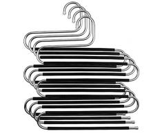 Natuce Hosenbügel 4 Stück Hosen Kleiderbügel aus Metall Edelstahl Platzsparend Mehrfach S-Typ-Hosenständer rutschfeste für Kleiderschrank Schals Jeans Kleidung Hosen Handtücher