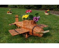 Flugzeug aus Korbgeflecht, 75 cm, Rattan, Weidenkörbe, bepflanzen möglich, Pflanzkorb, Blumentopf, Blumentopf, Pflanzkübel, Pflanztrog, Pflanzgefäß, Pflanzschale, Pflanzkasten, Übertopf, Blumenkasten, Pflanzkarre