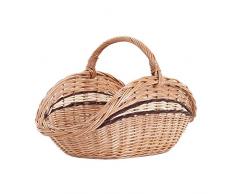 e-wicker24 Vollweidener Kaminkorb, Kaminkorb aus Weide, naturfarbiger Weidenkorb für Kaminholz, Kaminkorb mit Tragegriff