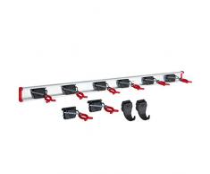 Bruns Gerätehalter Schiene 100 cm mit 8 Haltern + 2 Haken extra für Garten Geräte Werkstatt Besen