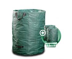 GARSA Gartenabfallsack 3 x 300 Liter - Premium Gartensack mit Verstärkten Griffen und Doppeltem Boden - Laubsack Selbstaufstellend und Faltbar