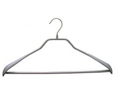 MAWA 0443015052 10 x Metall Kleiderbügel verbreitete Schultern, Jacken SKINfriedly anti Rutsch Beschichtung für Mantel 42 cm silber