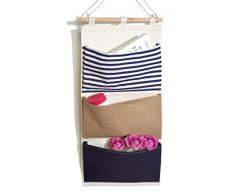 bellendo® Hängeorganizer Bad, Kinder, Tür, Wand Stoff, Hängeaufbewahrung Kinderzimmer, Utensilo Baby - Wandorganizer Aufbewahrung Tasche, 3 Fächer, blau