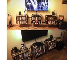 Kontorei® gebrannte/flambierte Obstkiste mit Zwischenboden 50cm x 40cm x 30cm 3er Set Regal Holzregal Kiste Box