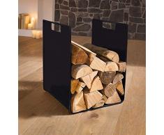 Dekoleidenschaft Holzkorb „Classic“ aus Metall, schwarz, Kaminholzkorb