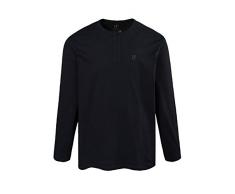JP 1880 Herren große Größen Shirt, Henley, Langarm, Knopfleiste schwarz XXL 702555 10-XXL